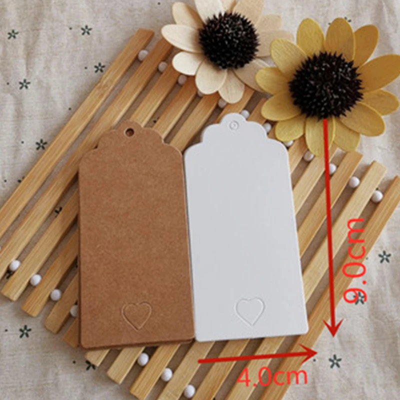 100 шт 9*4 см белый коричневый и черный полые сердца крафт-бумаги бирки головка
