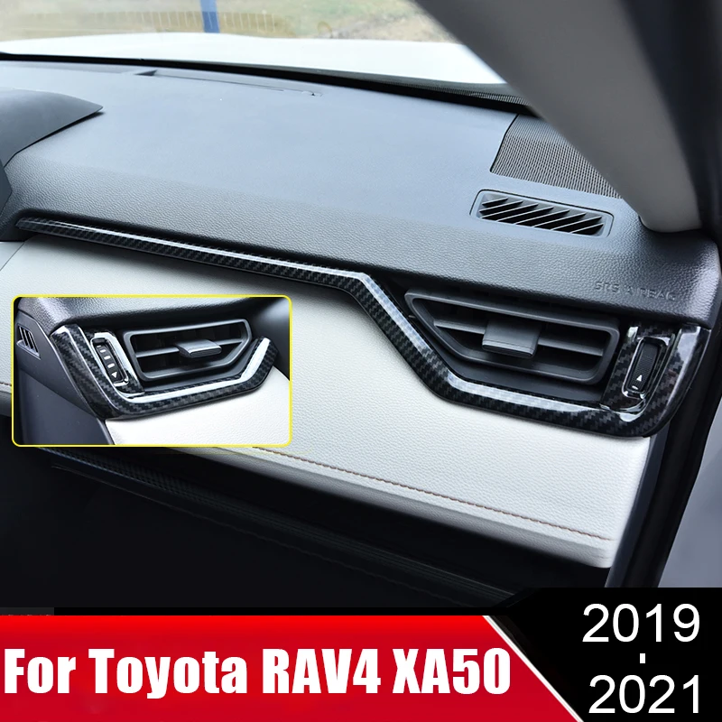 

For Toyota RAV4 XA50 2019 2020 2021 2pcs Car Interior Accessories Central Control Decoration Strip ABS Modification Trim Sticker