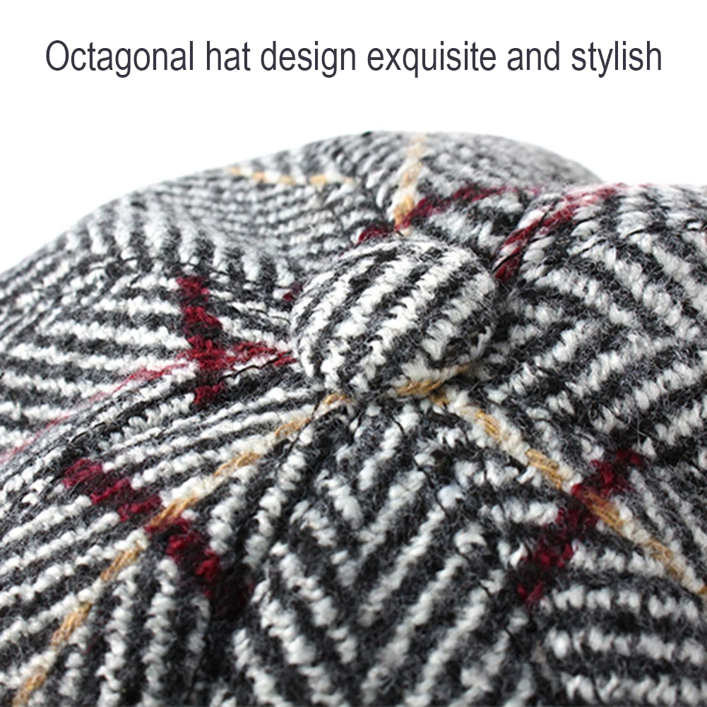 

Fashion Autumn Winter Women Plaid Cotton Flat Cap Peaked Hat Casual Beret Cap
