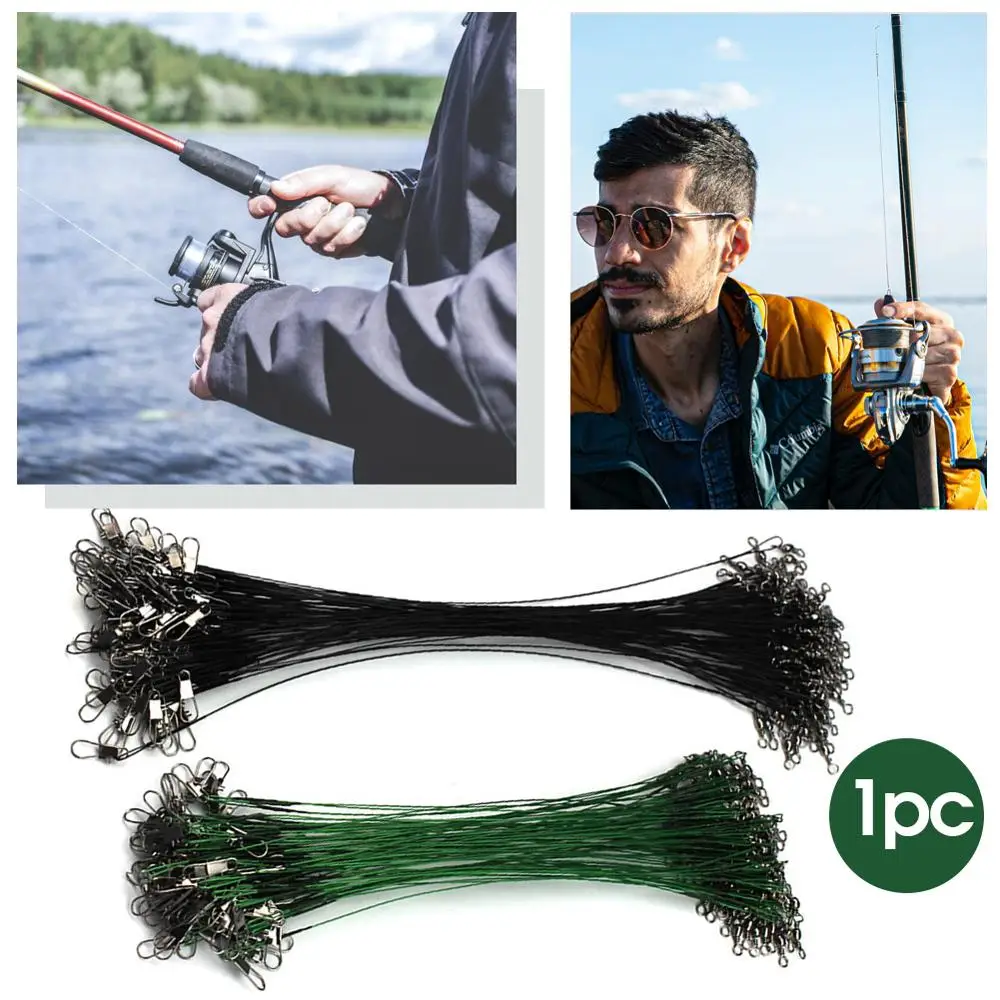 

20PCS Anti Bite Steel Fishing Line Steel Wire Leader With Swivel Fishing Accessory Lead Core Leash Fishing Wire 15CM-30CM