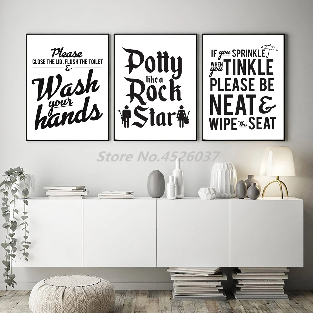 Забавные цитаты и правила в ванной комнате современный туалет Черно Белая