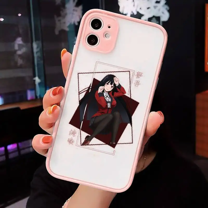 

yumeko jabami Phone Case For iPhone 12 11 Mini Pro XR XS Max 7 8 Plus X Matte transparent Pink Back Cover