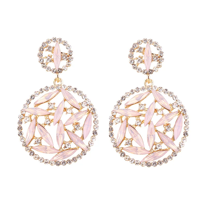 opal pink LUBOV элегантные разноцветные Круглые серьги-капли из акрилового камня подвеска петли Висячие серьги для женщин вечерние ювелирные изделия Новинка - Окраска металла: opal pink