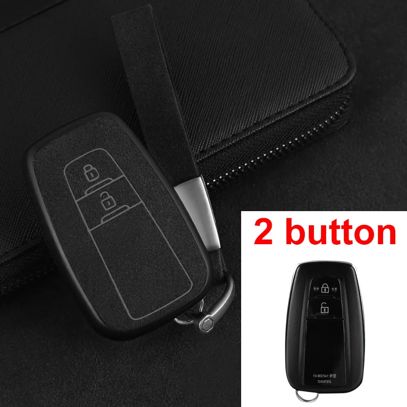 2 Button Black Чехол для ключей для Toyota Camry CHR Corolla RAV4 Avalon Land Cruiser Prado Prius 2 3 кнопки - Название цвета: 2 Button Black