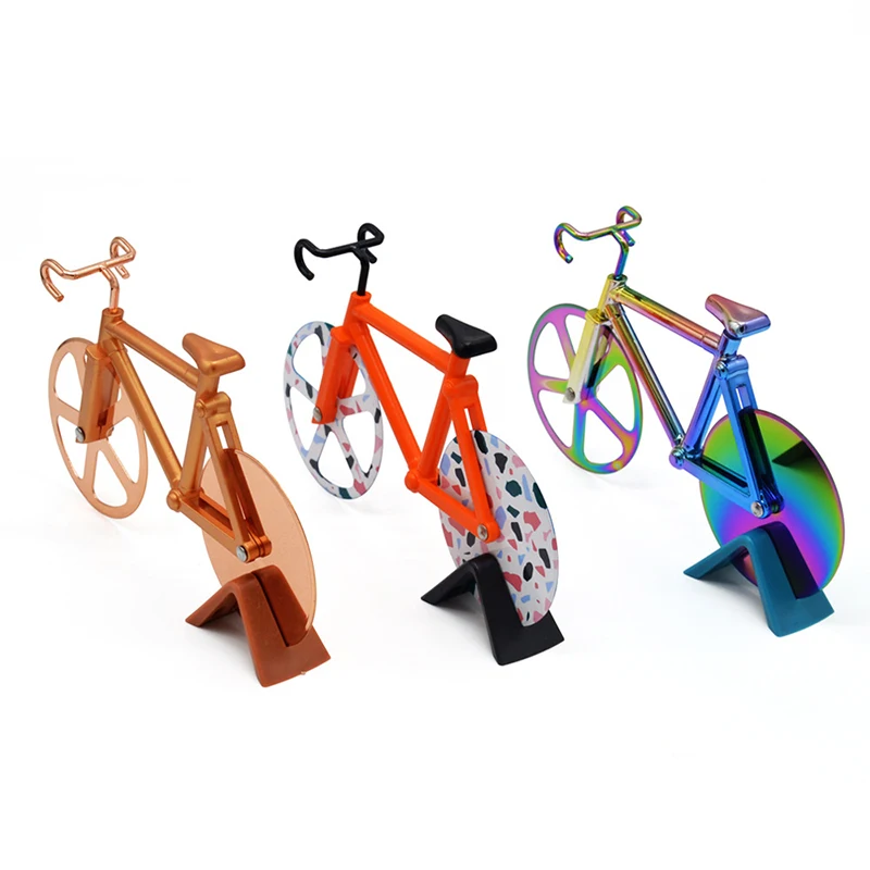 Bicycle Pizza Cutter Stainless Steel Single Wheel Cut Tools Cutting Wheels Display Stand A very Cool Gift for Christmas | Дом и сад