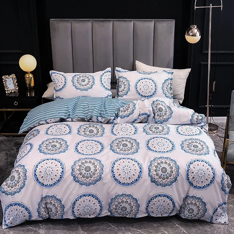 

Black and White Color Bed Linens Marble Reactive Printed Duvet Cover Set for Home housse de couette Bedding Set Queen Bedclothes