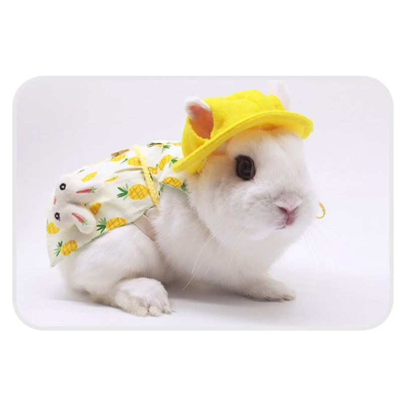 

Small Animal Harness Vest Leash Set Comfort Clothes with Accessory Travel Chest Strap for Rabbit Bunny Hamster Puppy Kitten