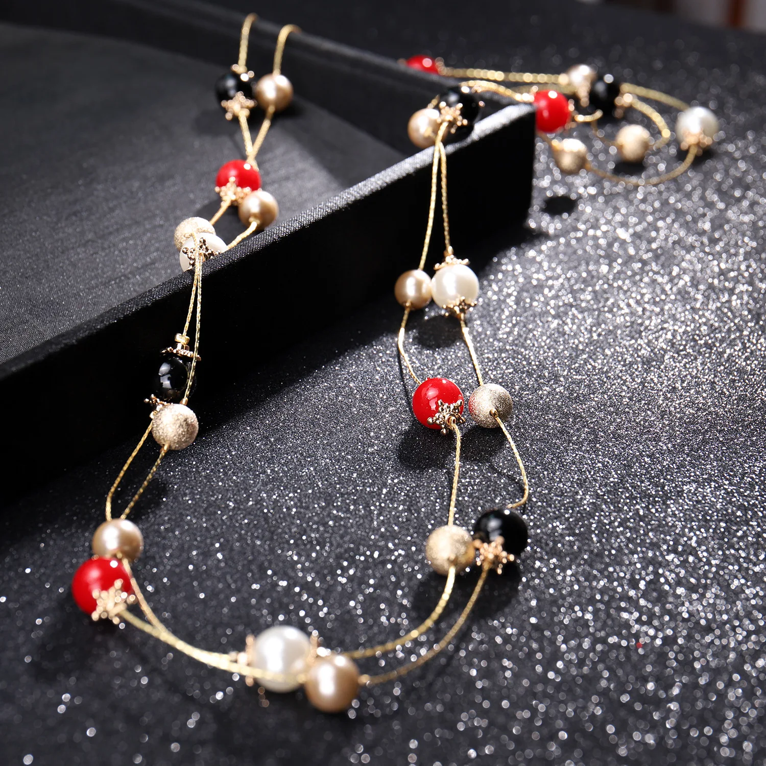 

New colorful sweater pearl pendant necklace jewelry for women 2021 party gift