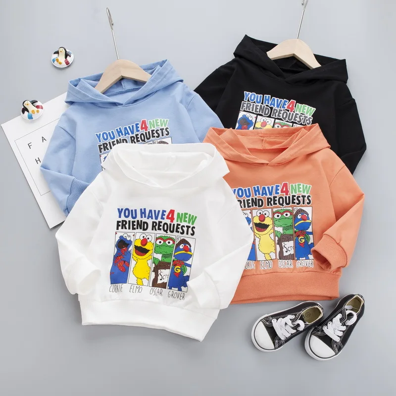 Весенние толстовки для детей хлопковые спортивные топы с мультяшным принтом