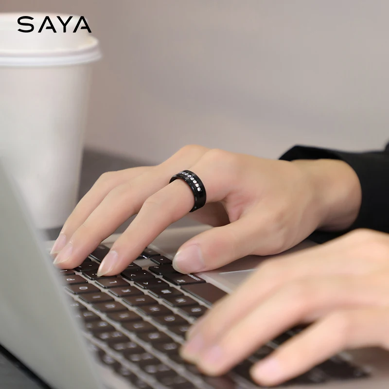 Мужское кольцо из карбида вольфрама 9 шт. инкрустация фианитом Черное Матовое покрытие удобное обручальное