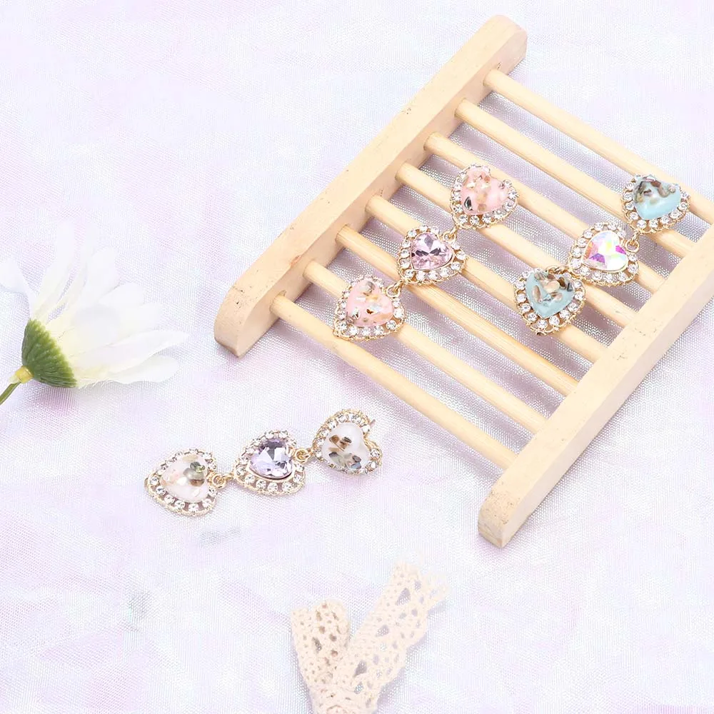 Корейский стиль из сплава серебряного цвета милые серьги со стразами длинные