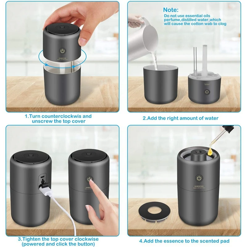 

Mini Aromatherapy Humidifier with 7-Color LED Lamp,For: Living Room, Bedroom, Office, Baby Room, Car, Etc