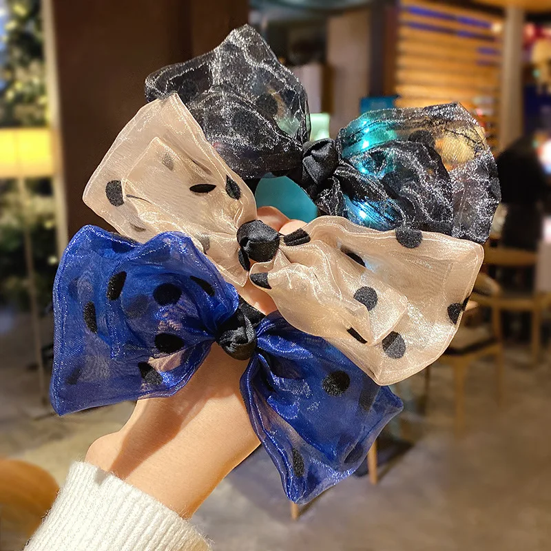 

Cute Big Bow Dot Hair Rope Hair Scrunchies for Women Elastic Hair Bands Ties Rope Bands Sweet Ponytail Bands Hair Accessories