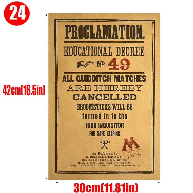 

Classic Movie Harried Educational Decree Poster Pottere Malfoy Kraft Paper Cafe Bar Retro Poster Home Decor Paint Wall Sticker