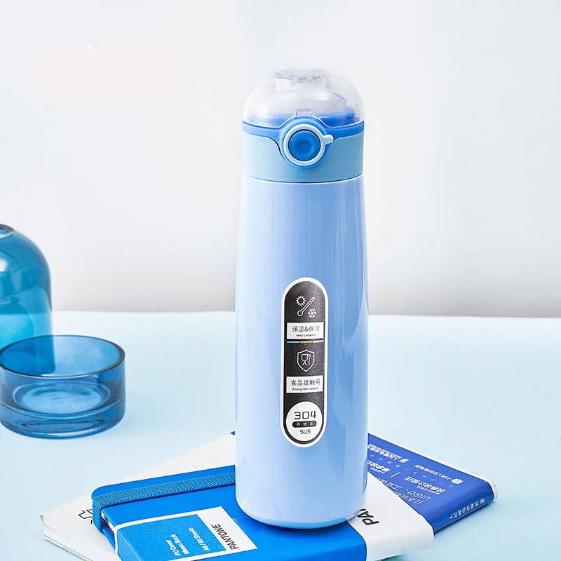 Термос с крышкой на кнопке 400 мл портативный термос из нержавеющей стали