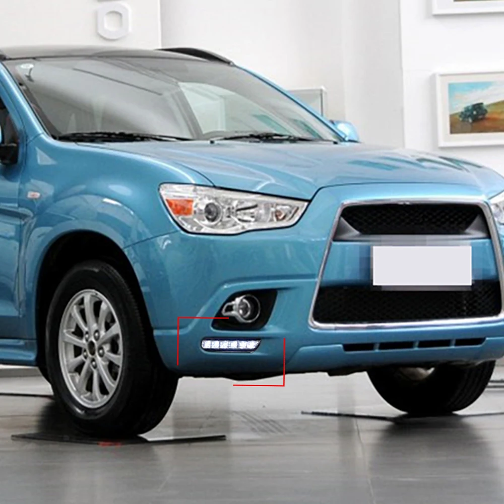 Автомобильная мигающая 1 комплект для Mitsubishi ASX 2010 2011 2012 светодиодные дневные ходовые огни дневного света, водонепроницаемые туманные фары белого цвета.