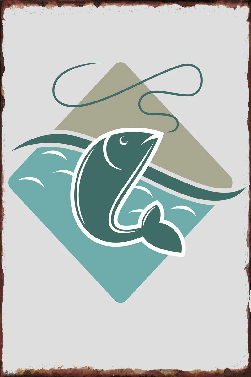 Декор для рыболовной комнаты в стиле ретро винтажный металлический знак