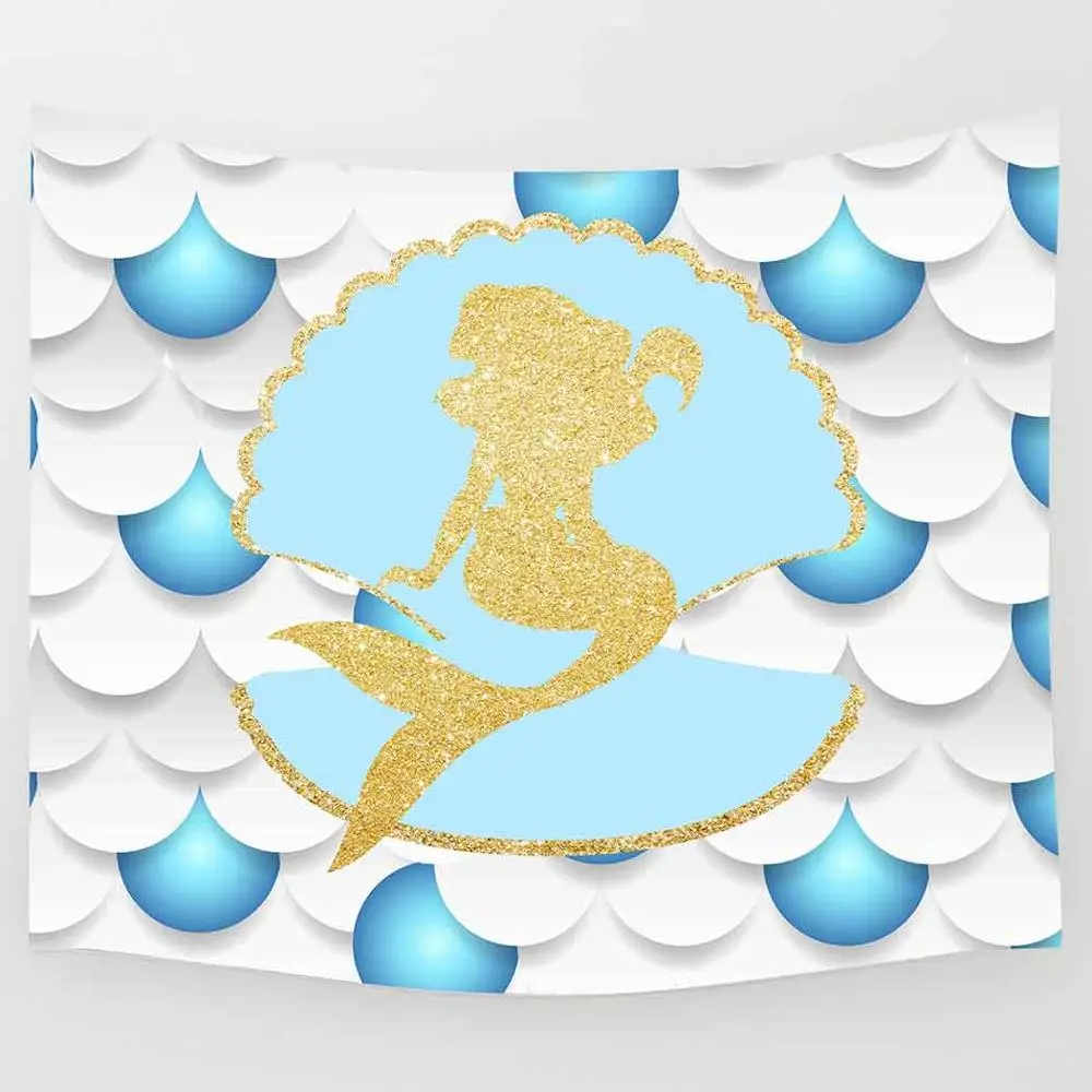 Simsant Мультфильм Русалка гобелен цветочный Вишневый цветок искусство настенный