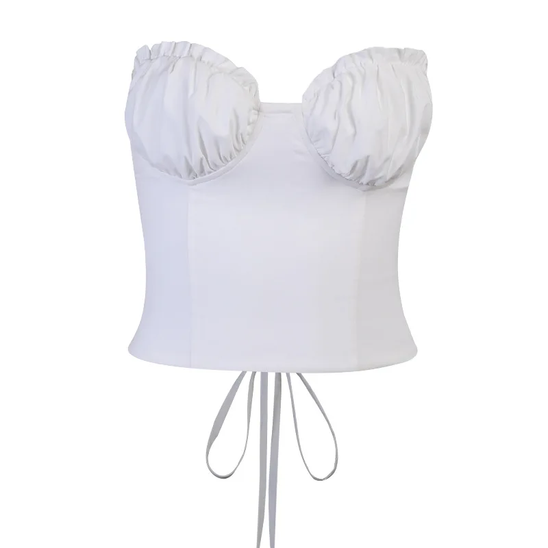 

Fashion Retro Aesthetic White Crop Tops Sexy Cute Solid Color Corset Top 2021 New Casual Sling Summer Women Camis 2000s Top