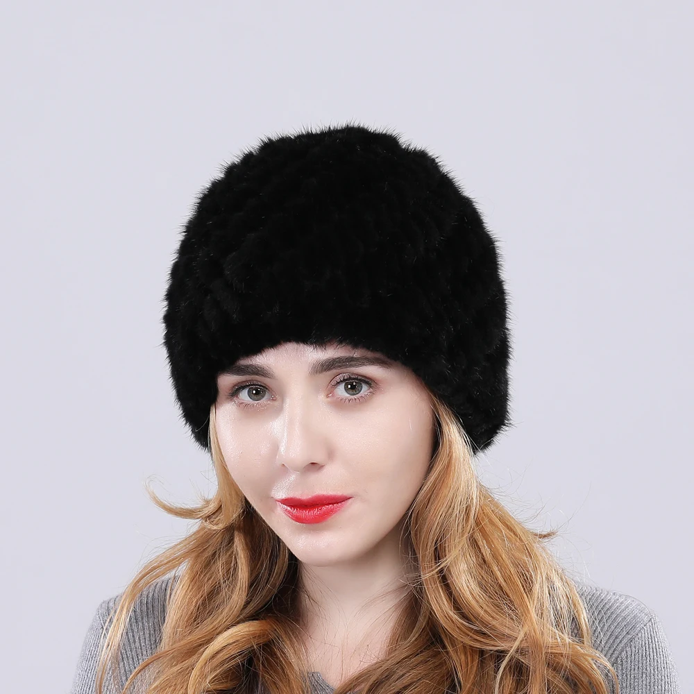 Новое поступление зимняя женская меховая шапка вязаные шапки из натурального