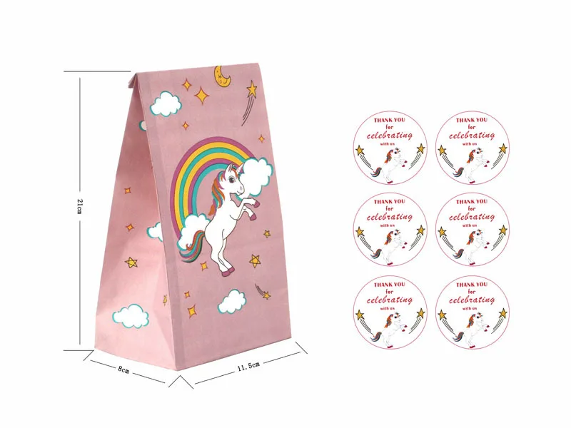 Радужный Единорог бумажный пакет для еды дня рождения ребенка вечеринки