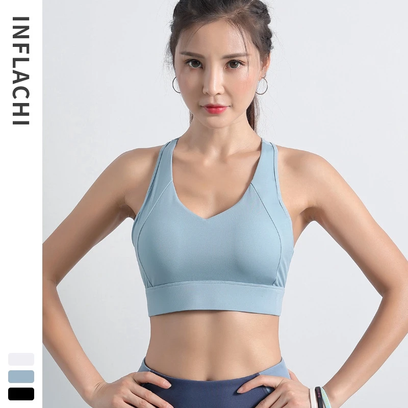 

Women shockproof gathered sports bra underwear Yoga clothing can be adjusted to wear fitness vest back tank