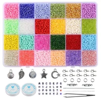 3mm czech seed bead set for bracelet making 24 rainbow small craft glass beads kit jewelry makings set for diy children gifts