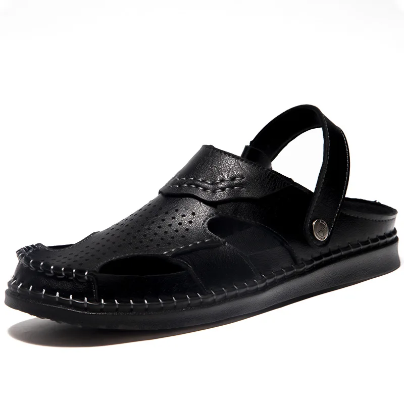 

Men's Summer New Leather Sandals Men's Casual Beach Shoes Non-slip Slippers Two Sandals Men Sandals Leather Men Sandal Shoes