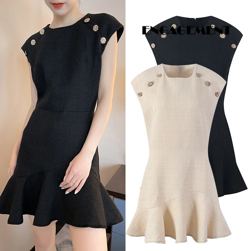 

ENGAGEMENT 2021 woman vestidos Summer new temperament simple sleeveless dress female fishtail skirt bandage