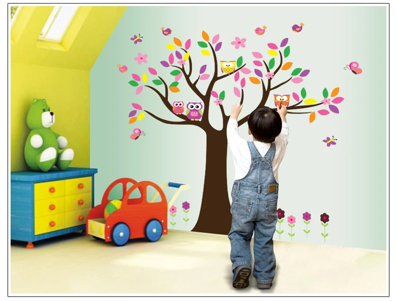 

Drop Shipping Flower tree bird WallSticker Pvc Wall Art Stickers Modern Fashion Wallsticker For Bedroom Decoration Mural Decal