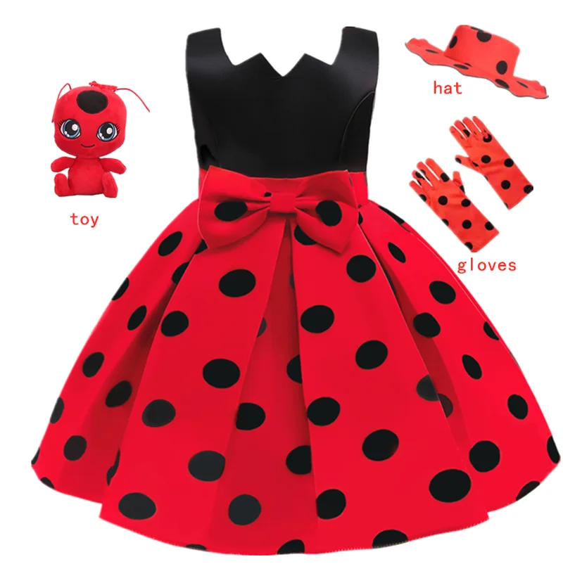 Карнавальное платье для девочек на день рождения красная жука игрушки ретро
