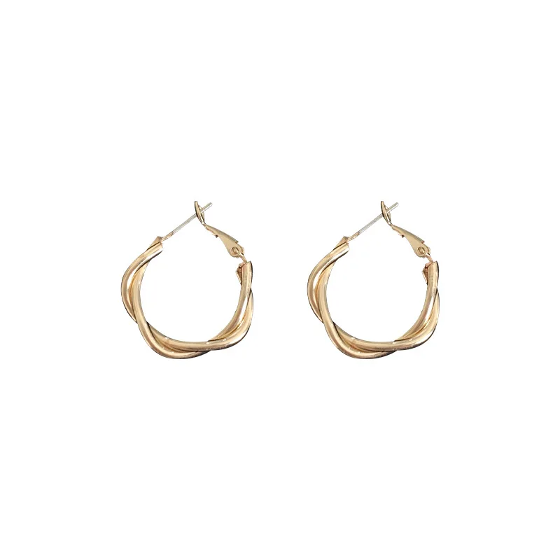 

2021 New Saint-Germain French Style High-end Temperament In Niche Twist Irregular Golden Ear Hoop Earrings