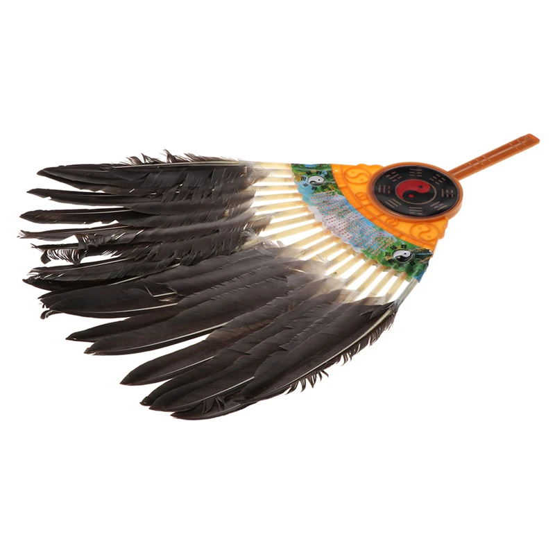 Старинный китайский Zhuge Liang веер с черными перьями бамбуковые веера старинные