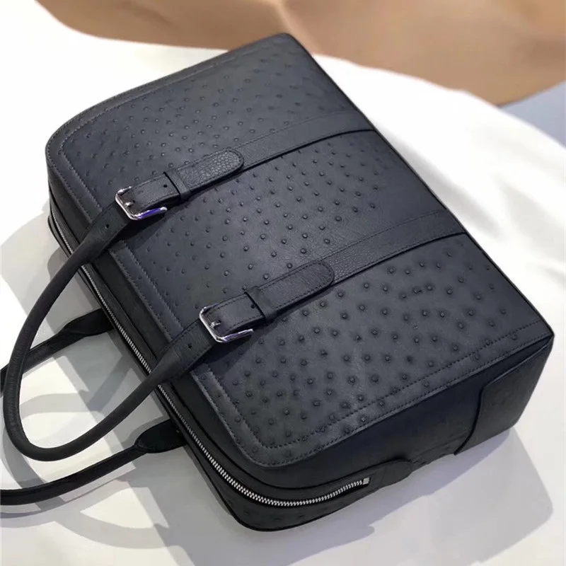 Подлинная натуральная страусиная кожа на молнии деловая дорожная сумка с