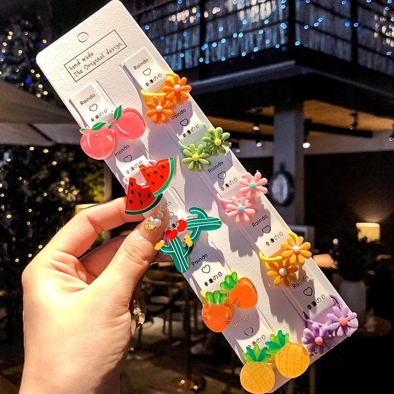

20/30/40 Pcs/Box Children Cute Colors Cartoon Fruit Flower Elastic Hair Bands Baby Girl Lovely Rubber Bands Kid Hair Accessories