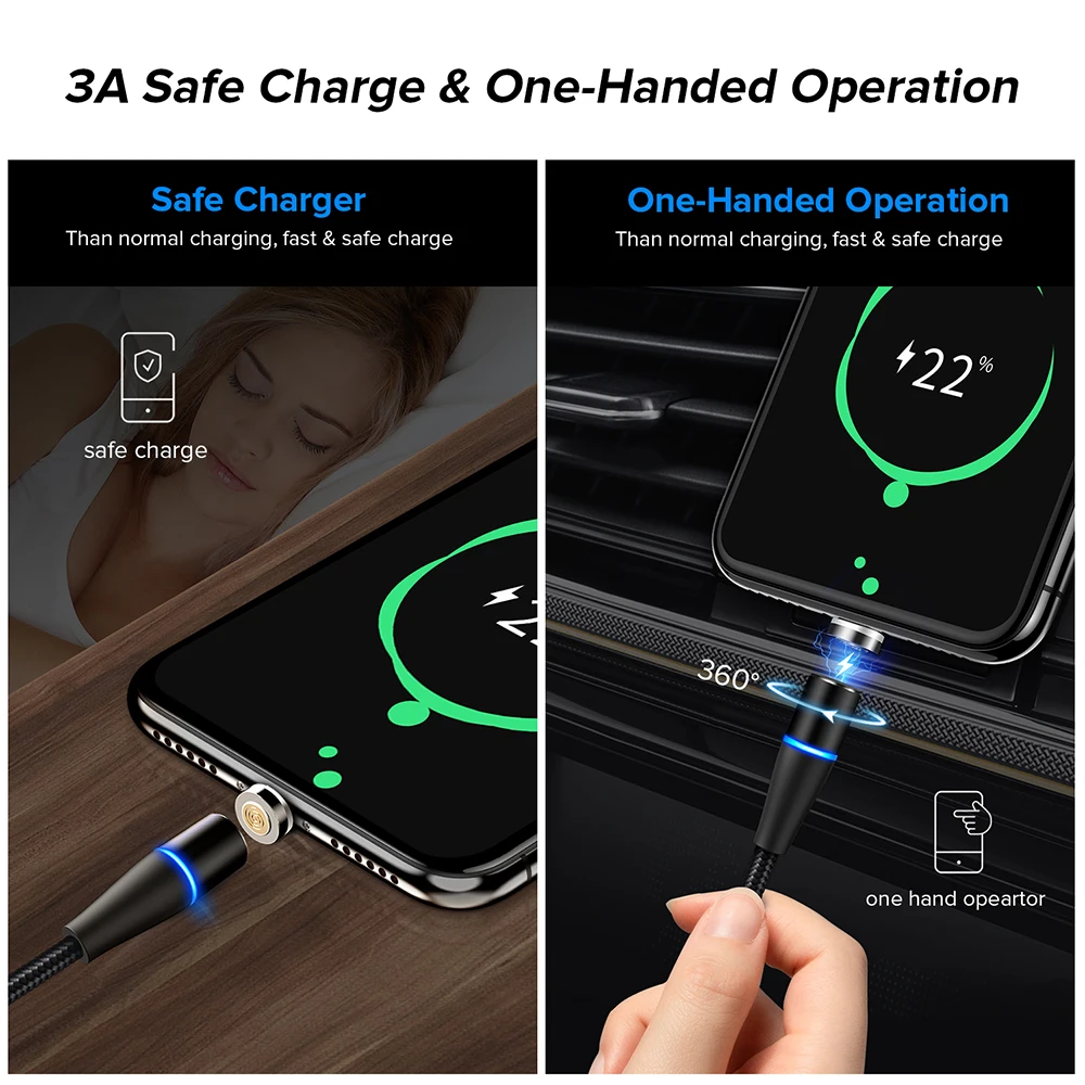 Магнитный кабель Venroii 1 м 2 3 А быстрая зарядка 0 зарядное устройство Micro USB Type-C для
