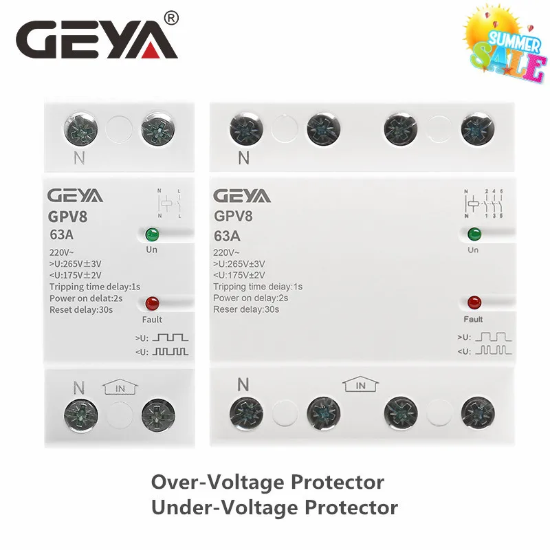 Автоматическая защита от перенапряжения GEYA GPV8 Din рейка 220 В переменного тока