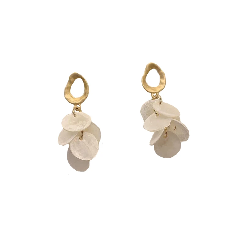 Новинка женские длинные модные серьги натуральная оболочка диски имитация