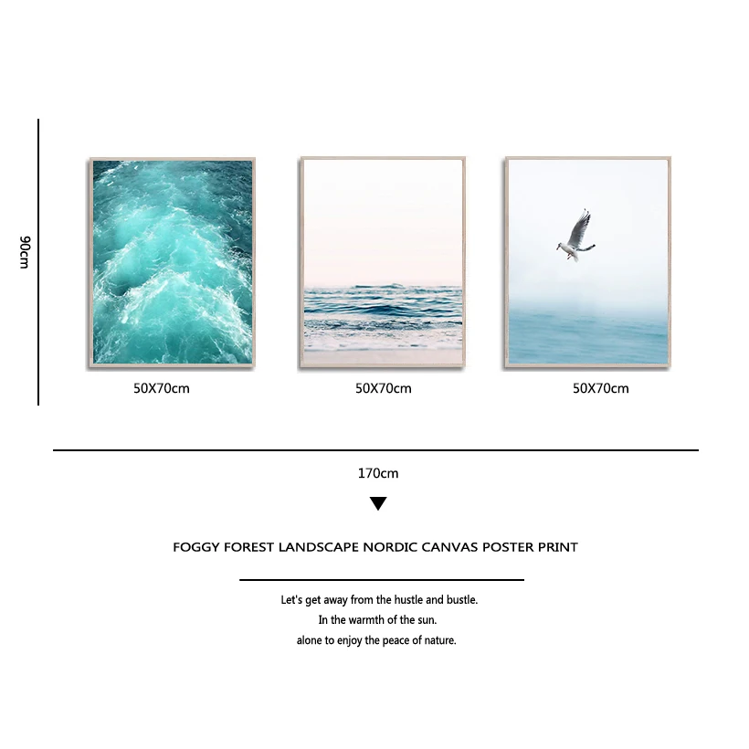Blue Sea And Sky Nordic Landscape Canvas Painting Free Seagull Waves Beach Art Poster Living Room Decor Seabirds Wall | Дом и сад