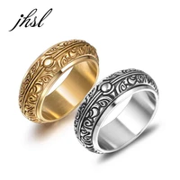 jhsl rotatable men male rings stainless steel fashion jewelry birthday gift size 7 8 9 10 11