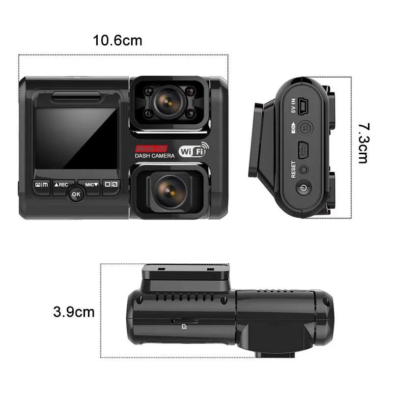 

Dual lens vehicle sensor night vision wide-angle driving recorder