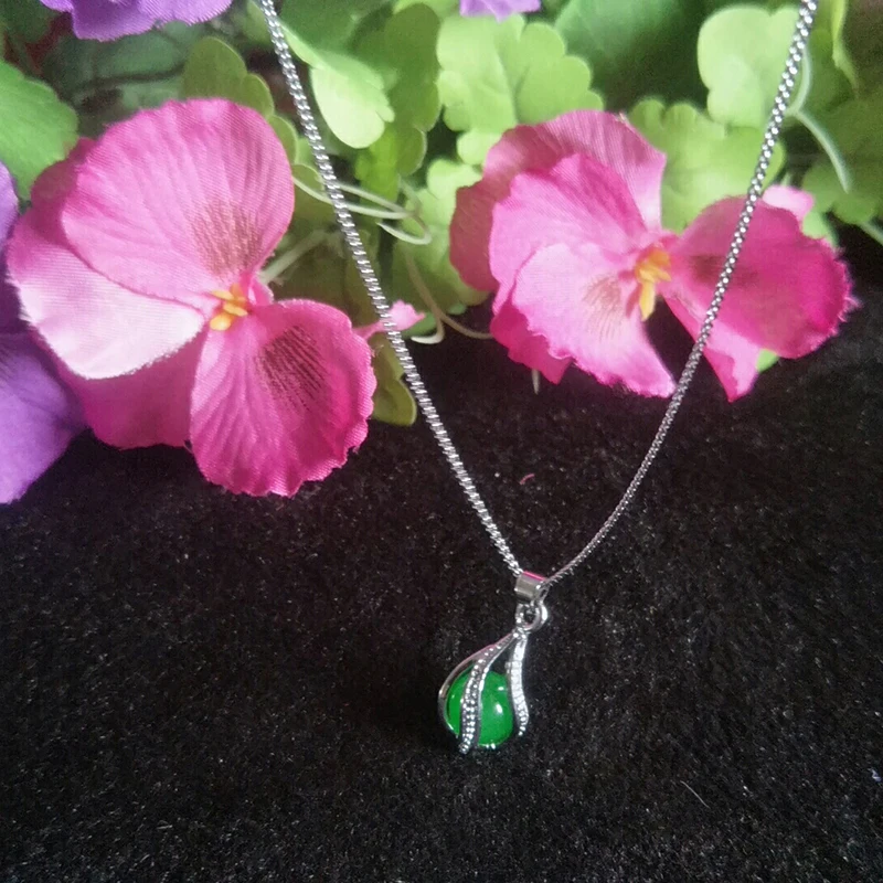 Натуральная искусственная бусина на удачу 925 Серебристая нефритовая подвеска