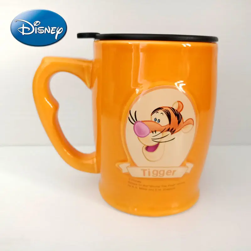 

Disney Jumping Tiger Water Cup Foreign Trade Ceramic Coffee Cup with Cover Milk Cup Breakfast Cup Office Cereal