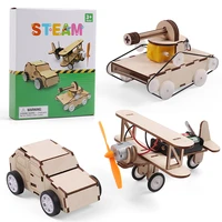 children science electric wood vehicle assembly kits educational wooden toys 3d puzzle technology project model toy