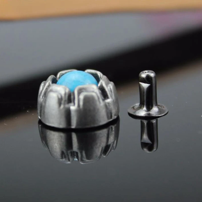 Синие бирюзовые искусственные драгоценные камни заклепки в форме гриба