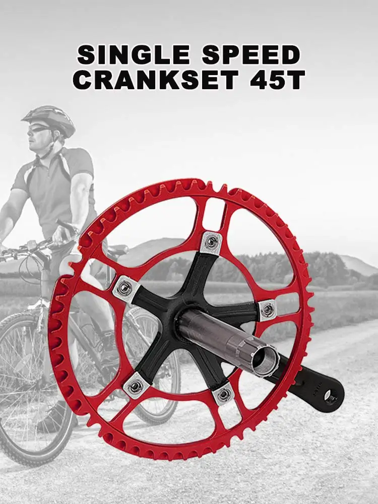 

Bicycle Crankset Aluminum Alloy Single Speed Petal Type Crankset T6-02 45T Bike Crankset Plate Parts