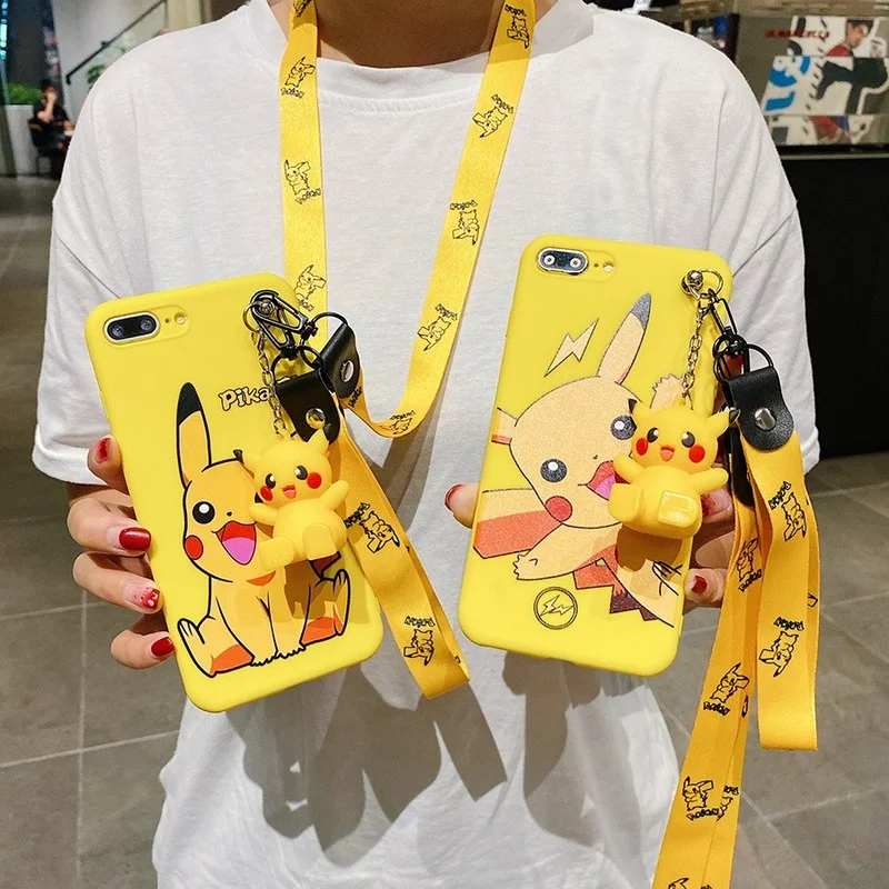 Милый чехол для Iphone 7 8 X Xs Max 11 12 Promax Mini Cartoon Anime защитный с изображением покемона