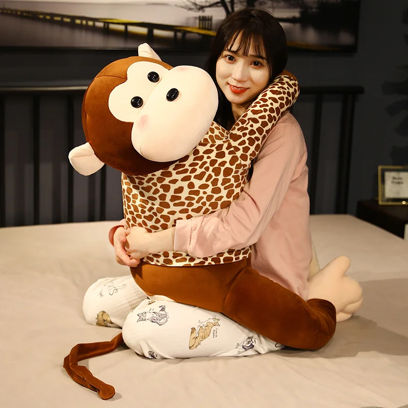 

80CM Cute Huggable Monkey Doll Plush Toy Soft Pillow Monkey with Clothes Plush Stuffed Animal Child Boy Girlfriend Gift