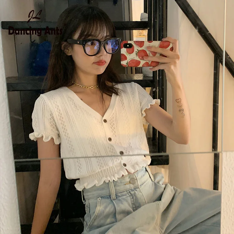 Женская футболка с v образным вырезом короткий рукав корейский стиль каваи