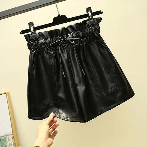 Осенние зимние кожаные шорты бежевые красные зеленые Серебристые серые черные